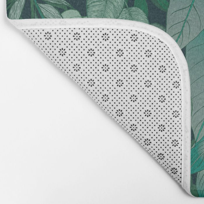 Tropical Jungle Garden Leaves {Jade} Bath Mat Gallery Image 2