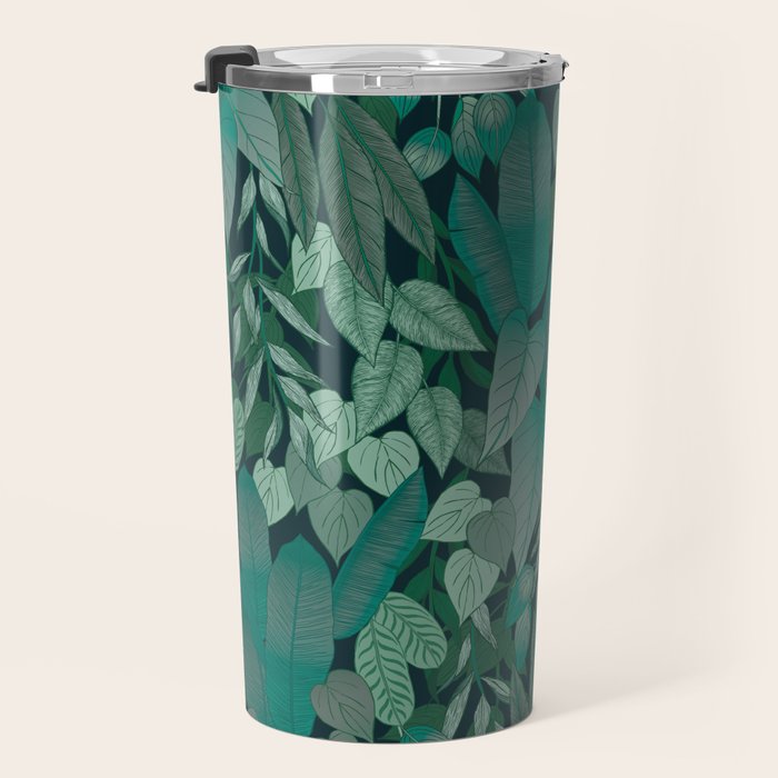 Tropical Jungle Garden Leaves {Jade} Travel Mug Gallery Image 3