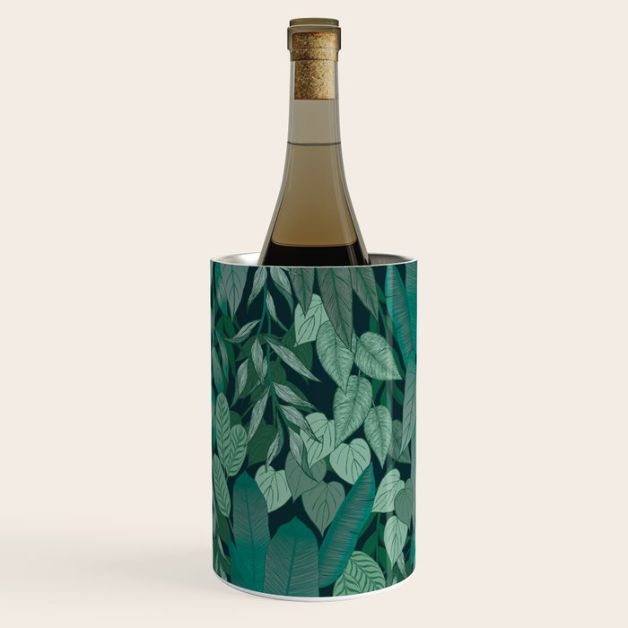 Tropical Jungle Garden Leaves {Jade} Wine Chiller Gallery Image 2