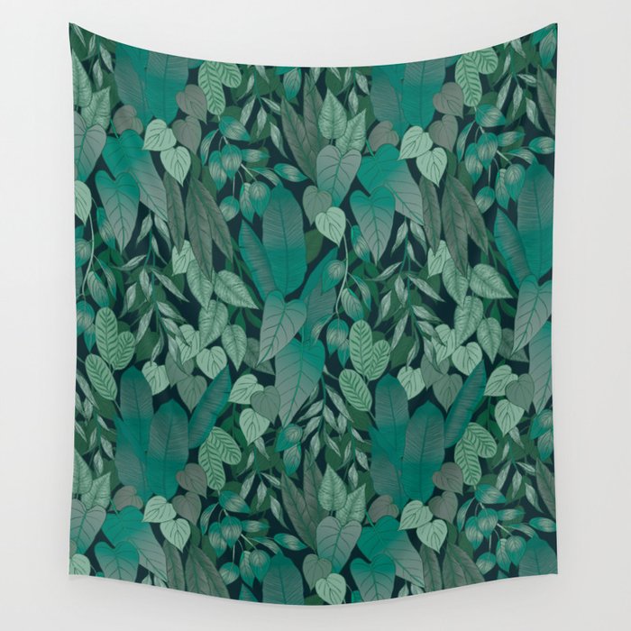 Tropical Jungle Garden Leaves {Jade} Wall Tapestry Gallery Image 4