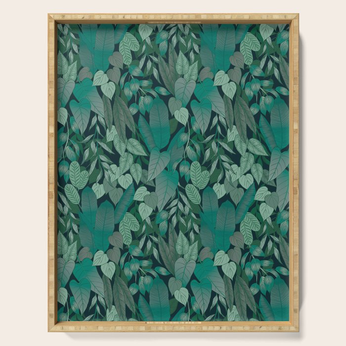 Tropical Jungle Garden Leaves {Jade} Serving Tray Gallery Image 1