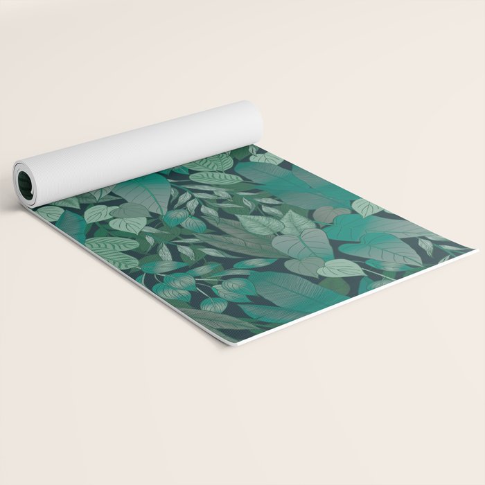 Tropical Jungle Garden Leaves {Jade} Yoga Mat Gallery Image 2