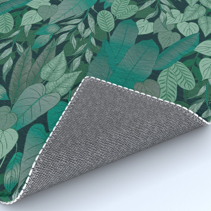 Tropical Jungle Garden Leaves {Jade} Rug Gallery Image 4