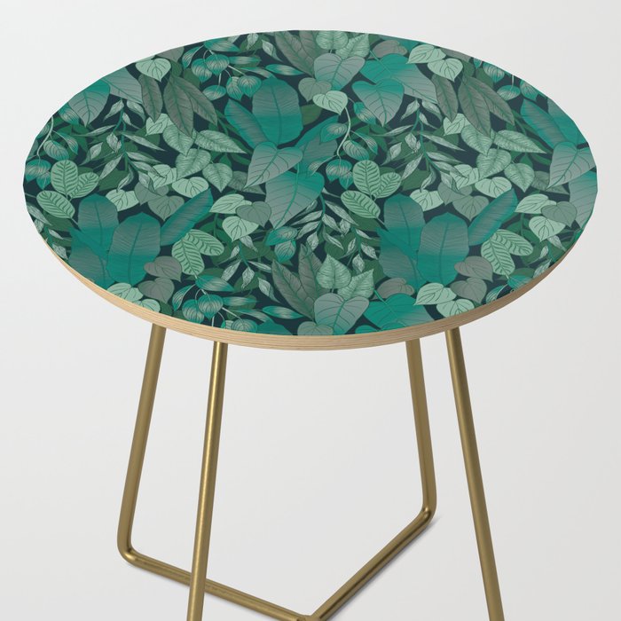 Tropical Jungle Garden Leaves {Jade} Side Table Gallery Image 2