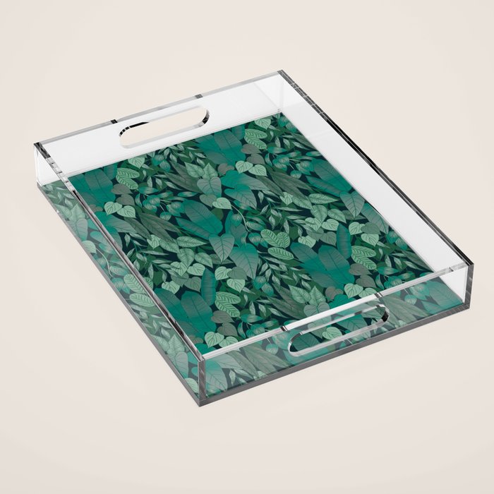 Tropical Jungle Garden Leaves {Jade} Acrylic Tray Gallery Image 1