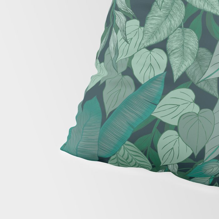 Tropical Jungle Garden Leaves {Jade} Pillow Sham Gallery Image 4
