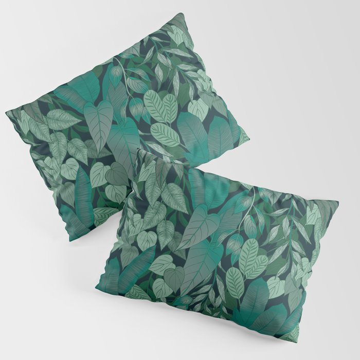 Tropical Jungle Garden Leaves {Jade} Pillow Sham Gallery Image 3