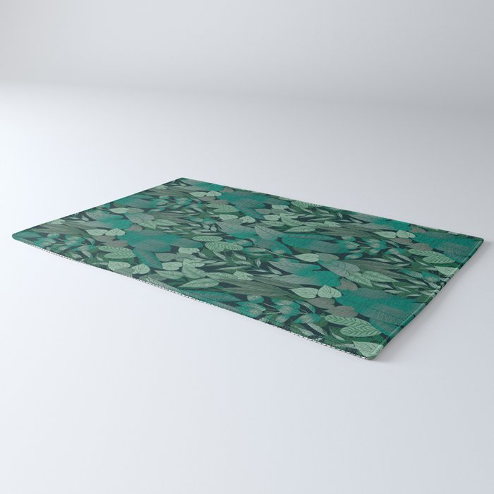 Tropical Jungle Garden Leaves {Jade} Rug Gallery Image 3