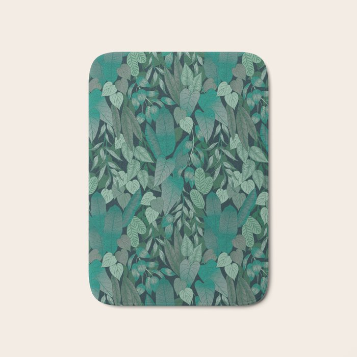 Tropical Jungle Garden Leaves {Jade} Bath Mat Gallery Image 1