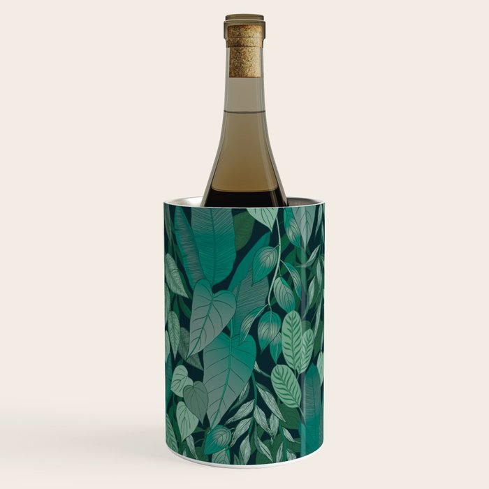 Tropical Jungle Garden Leaves {Jade} Wine Chiller Gallery Image 1