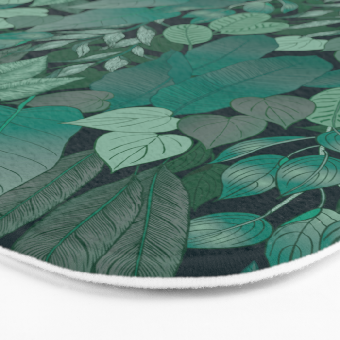 Tropical Jungle Garden Leaves {Jade} Bath Mat Gallery Image 3