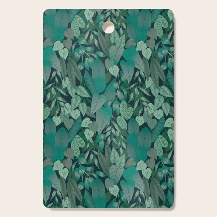 Tropical Jungle Garden Leaves {Jade} Cutting Board Gallery Image 1
