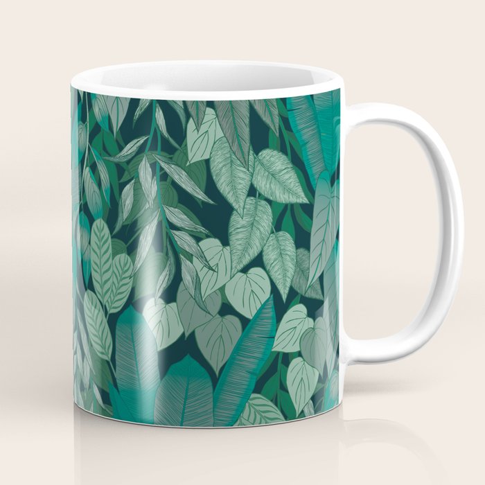 Tropical Jungle Garden Leaves {Jade} Coffee Mug Gallery Image 1