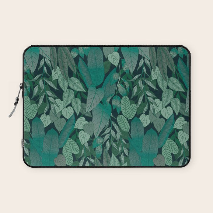 Tropical Jungle Garden Leaves {Jade} Laptop Sleeve Gallery Image 1