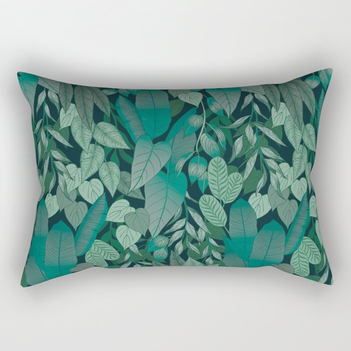 Tropical Jungle Garden Leaves {Jade} Rectangular Pillow Gallery Image 2