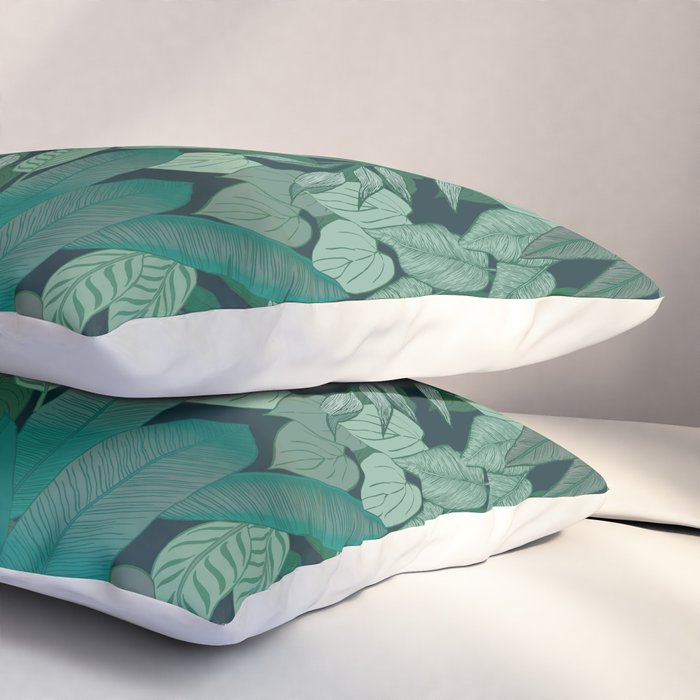 Tropical Jungle Garden Leaves {Jade} Pillow Sham Gallery Image 3