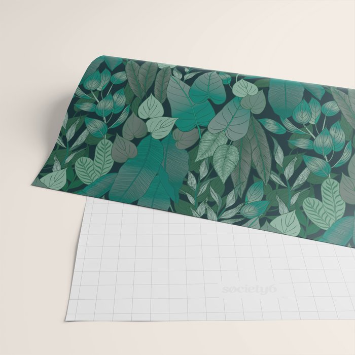 Tropical Jungle Garden Leaves {Jade} Wrapping Paper Gallery Image 2