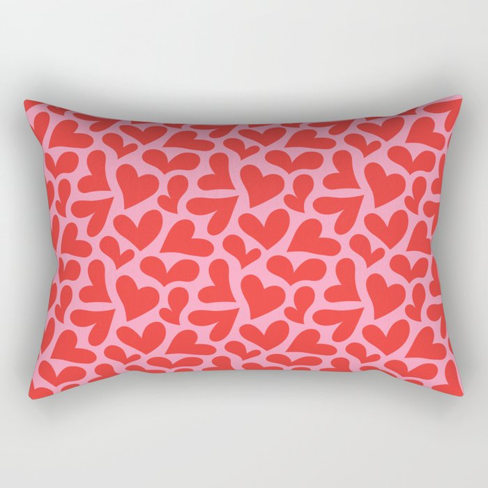 Retro red love heart shape pattern Rectangular Pillow Gallery Image 2