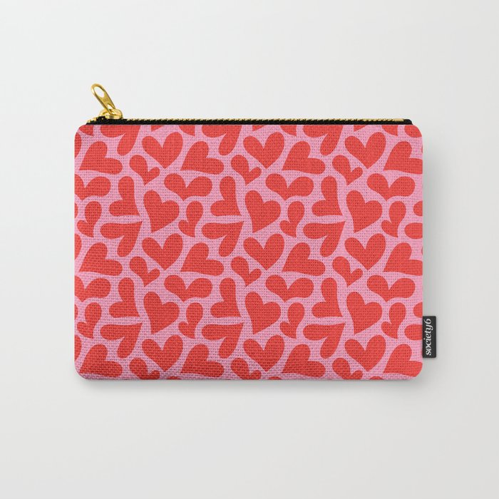 Retro red love heart shape pattern Carry All Pouch Gallery Image 1