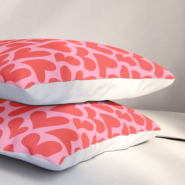 Retro red love heart shape pattern Pillow Sham Gallery Image 3