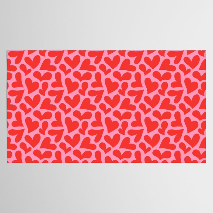 Retro red love heart shape pattern Tablecloth Gallery Image 2
