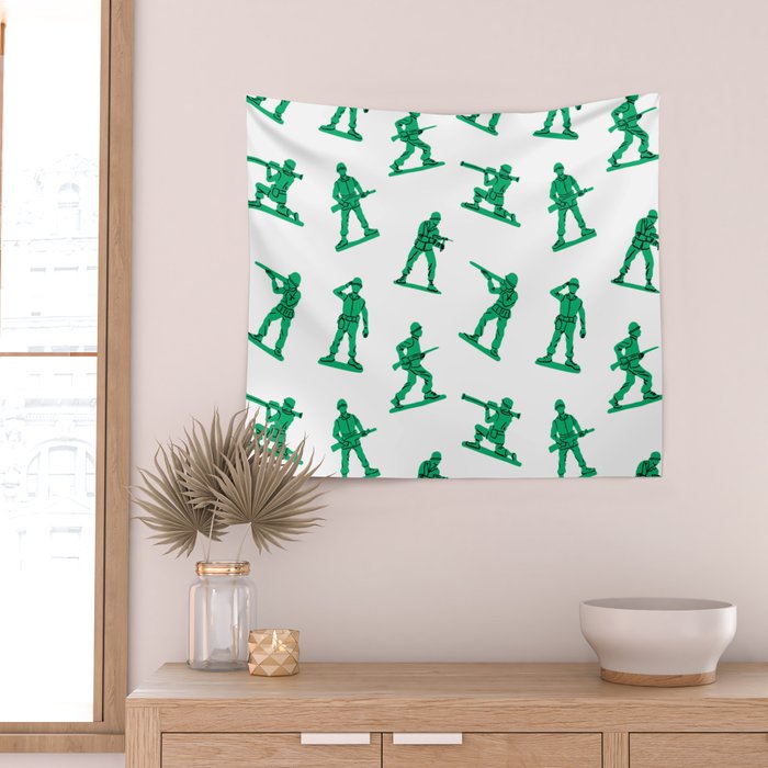 Retro toy soldier cartoon pattern Wall Tapestry Gallery Image 2