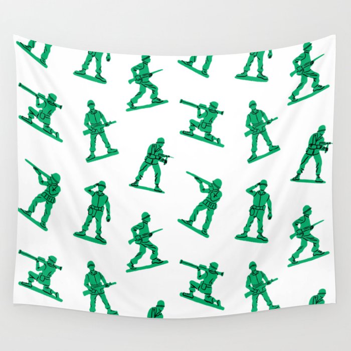 Retro toy soldier cartoon pattern Wall Tapestry Gallery Image 4