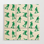 Retro toy soldier cartoon pattern Wood Wall Art Gallery Image 1