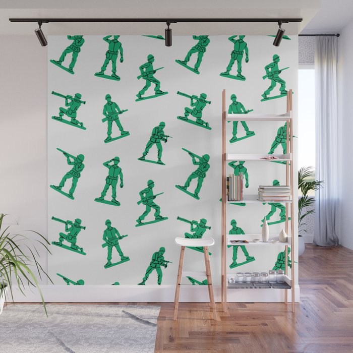Retro toy soldier cartoon pattern Wall Mural Gallery Image 1