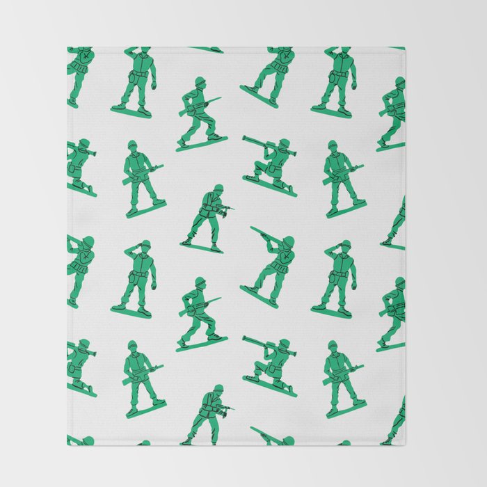 Retro toy soldier cartoon pattern Throw Blanket Gallery Image 2