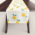 Sunny Mediterranean Lemon Pattern  Summer Coastal Vibes Table Runner Gallery Image 1