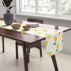 Sunny Mediterranean Lemon Pattern  Summer Coastal Vibes Table Runner Gallery Image 2