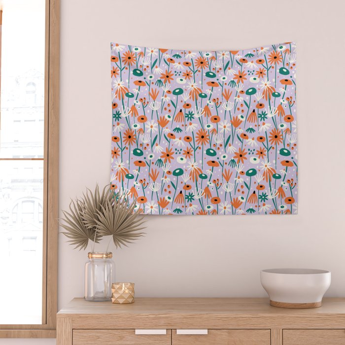 Lilac Wildflower Collection Wall Tapestry Gallery Image 2