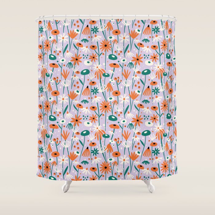 Lilac Wildflower Collection Shower Curtain Gallery Image 1