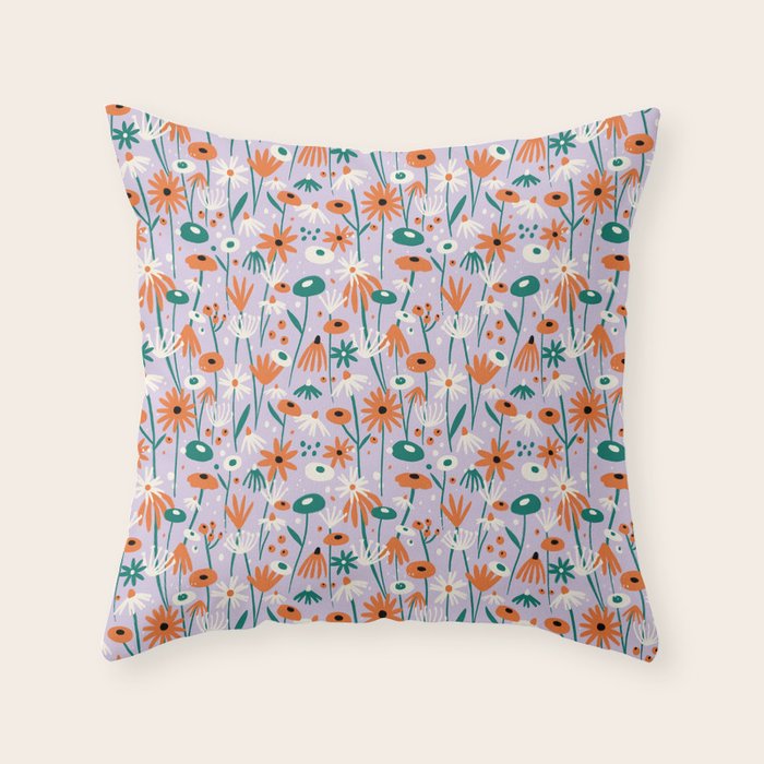 Lilac Wildflower Collection Throw Pillow Gallery Image 6