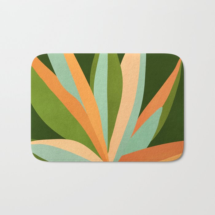 Colorful Agave Painted Cactus Illustration Bath Mat Gallery Image 1