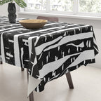 Woodcut Birches Black Tablecloth Gallery Image 3