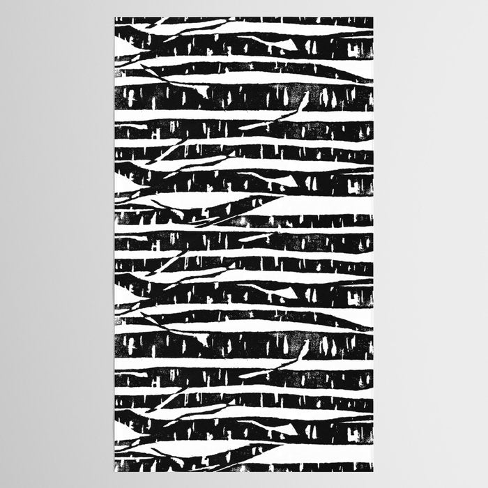Woodcut Birches Black Tablecloth Gallery Image 2