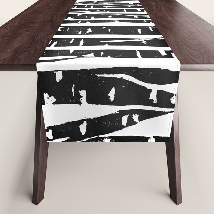 Woodcut Birches Black Table Runner Gallery Image 1