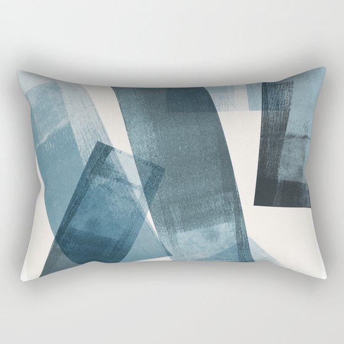 Rectangular Shapes Blue Geometric Abstract Rectangular Pillow Gallery Image 1