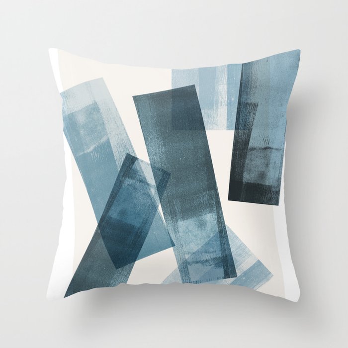 Rectangular Shapes Blue Geometric Abstract Throw Pillow Gallery Image 6