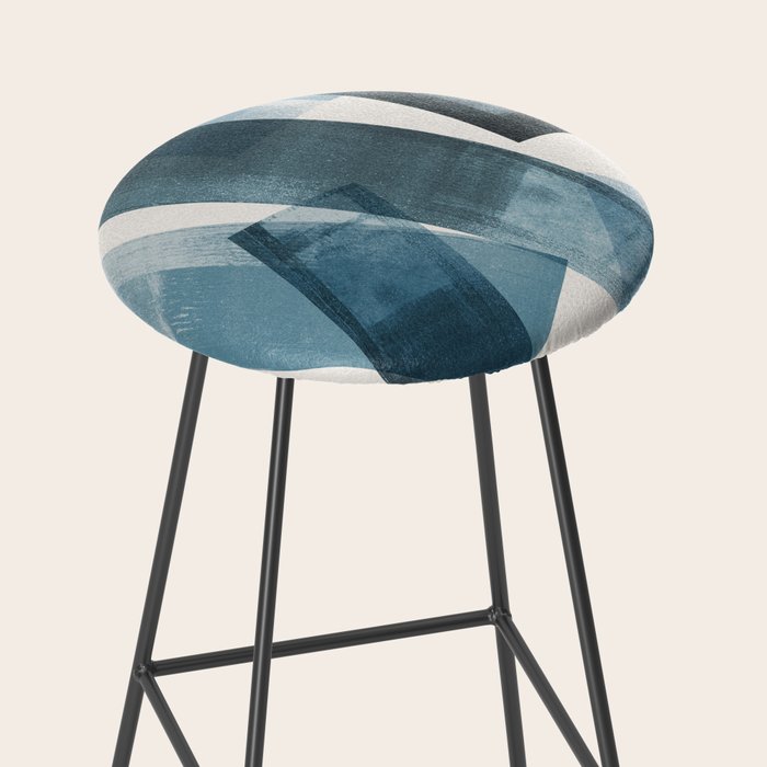 Rectangular Shapes Blue Geometric Abstract Stool Gallery Image 2