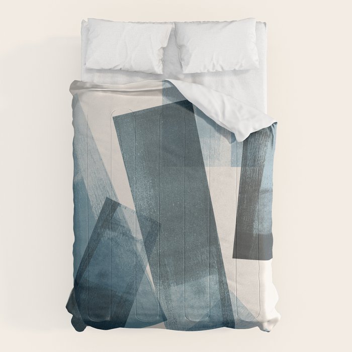 Rectangular Shapes Blue Geometric Abstract Comforter Gallery Image 1