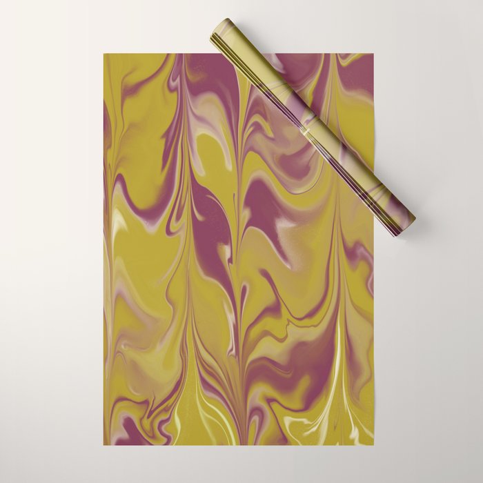 Berry Chartreuse Getgel Marble Wrapping Paper Gallery Image 1