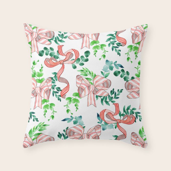 Whimsical Cheerful Bows Plants II Throw Pillow Gallery Image 6