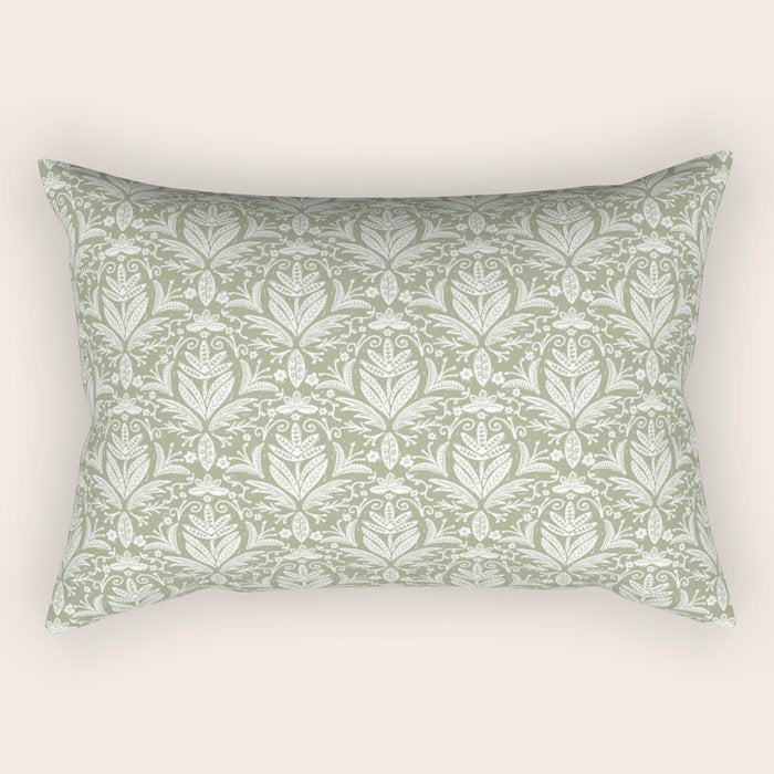 Tropical Paradise . Lush Green Rectangular Pillow Gallery Image 1