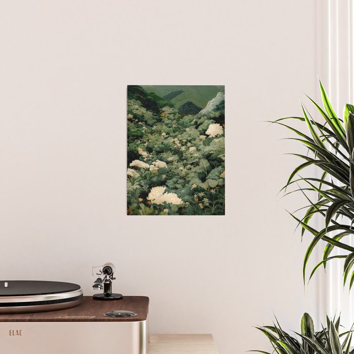 Japanese Wall Art Flower Poster maximalist wall art floral Japandi Wall Art botanical Sage Green Art Poster Gallery Image 2