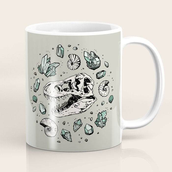 Geo-rex Vortex | Aquamarine | Dinosaur Skull Fossil Art Coffee Mug Gallery Image 1