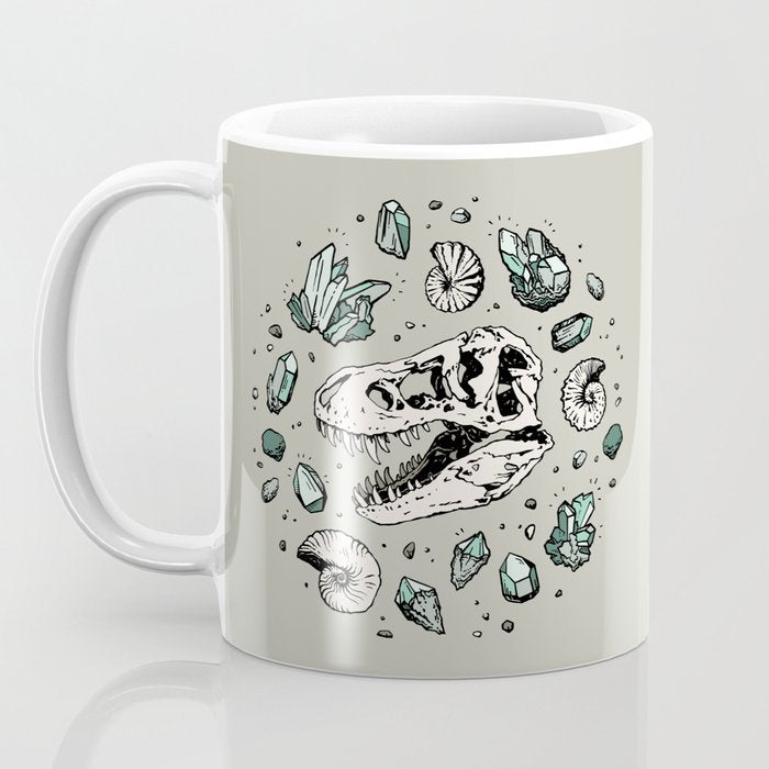 Geo-rex Vortex | Aquamarine | Dinosaur Skull Fossil Art Coffee Mug Gallery Image 3