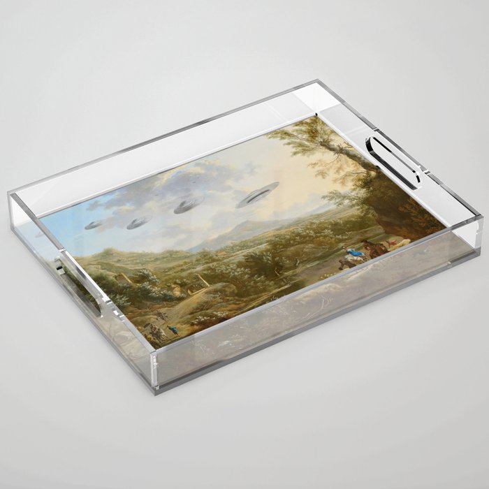 They were here all along / UFO in countryside Acrylic Tray Gallery Image 1
